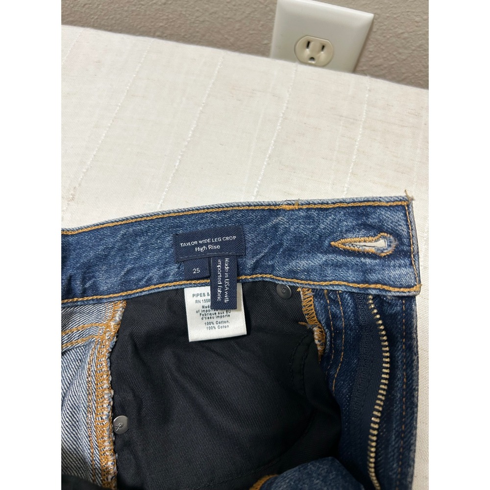 Veronica Beard Cotton Taylor High Rise Wide Leg Crop Jeans Blue Wash 25 - Picture 6 of 16